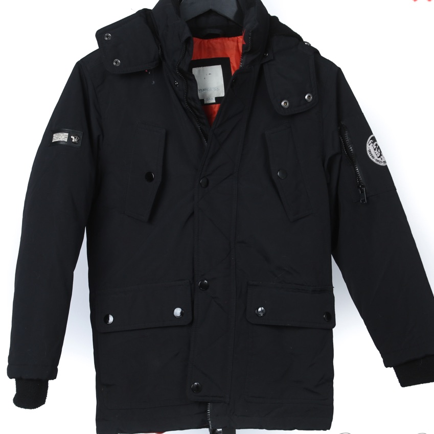 Diesel Black Down Filled Fitted Parka Coat Size 8